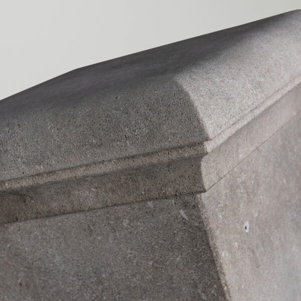 Ornamenti Rotonda Pedestal in carved limestone, top detail