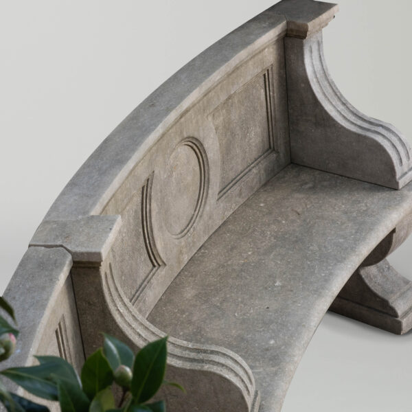 Ornamenti Vicenza Curved Seat in carved limestone from above