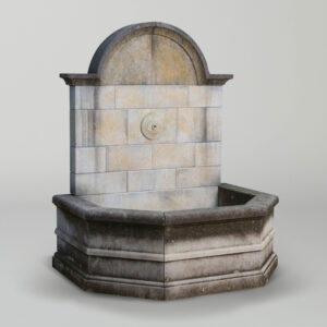 Ornamenti Brescia Wall Fountain in carved limestone, spout detail