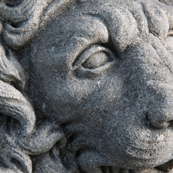 Ornamenti Veneto Wall Fountain in carved limestone lion mask detail