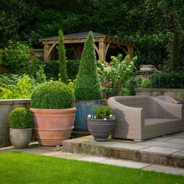 ORNAMENTI garden ornament project in Yorkshire with Tuscan Bowl, Milano Bowl and Zinc planter